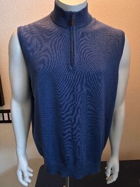 New $238 mens Alan Paine cotton cashmere quarter zip vest size UK 44